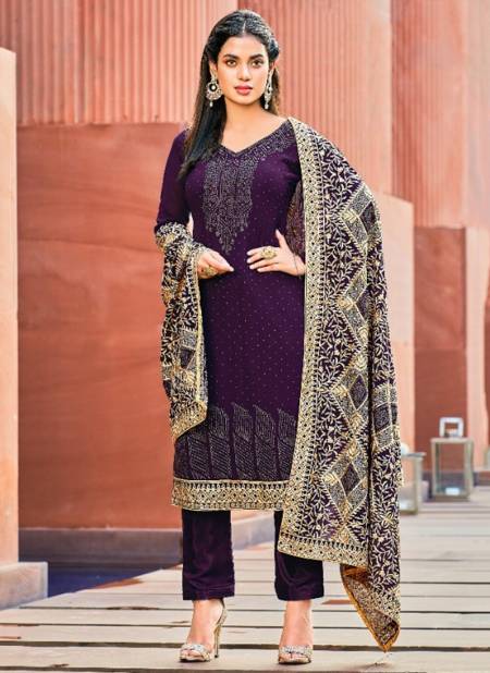 Purple Colour Vouch Naari 4 Georgette Designer Fancy Festive Wear Salwar Suit Collection 935